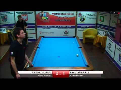 Mistrzostwa Polski Juniorów w Bilard 9 bil-Kielce 2014  Zielinski-Ćwikla