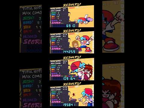 FNF ALL RESULTS SCREENS COMPARISON #fnf #result #boyfriend #animation