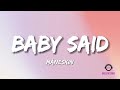 Måneskin - BABY SAID (Lyrics - MELLOW LYRIC)