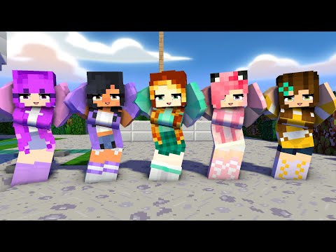 aphmau family friends dance crew chicken wing baby kc and macncheesep1z - mincraft anmation #shorts
