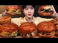 Premium Burgers And Crispy Onion Rings Fried Mushrooms Chili Fries Mukbang ASMR