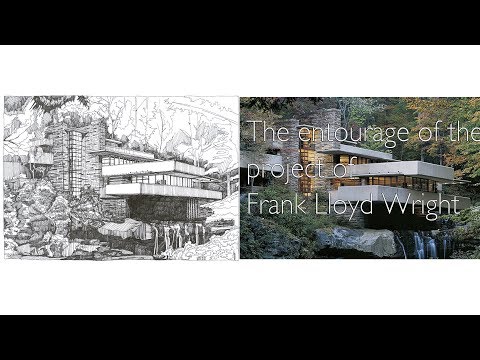 Дом над водопадом. Рисунок. Fallingwater. Drawing