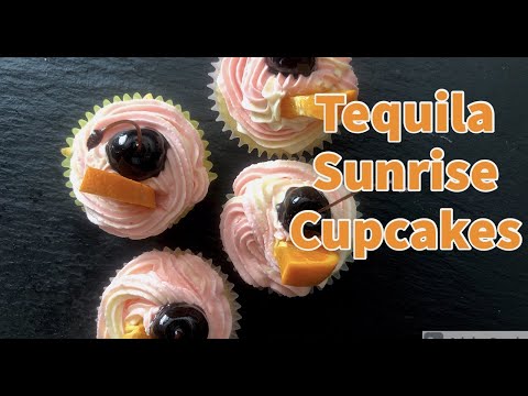 Boozy Cupcakes ~ Tequila Sunrise Cupcakes ~ Spring Cake 2021