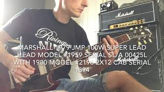 Video thumbnail for Marshall 1979 JMP 100w Super Lead Head Model #1959 Serial SL/A 00425L with 1980 2x12 Cab Model #2196 by James Robinson-Wyatt
