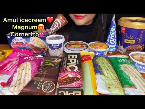 ICECREAM🍧ASMR EATING* AMUL,MAGNUM TRUFFLE,CORNETTO,KULFI,LONDON DIARY*FOOD EATING*MUKBANG spiceasmr