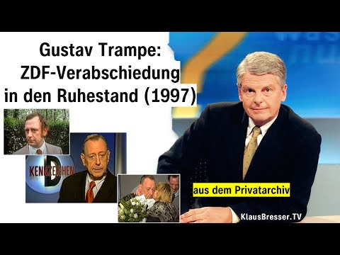 Die ZDF-Mitarbeiter verabschieden Gustav Trampe in den Ruhestand (1997) mit einem besonderen Video