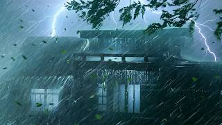 ⛈️Real Rainstorm & Strong Thunder for Deep Sleep | 10 Hours of Continuous Rain Thunderstorm at Night