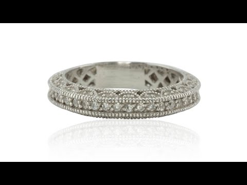 Filigree Wedding Band Vintage Style with Diamonds and Milgrain LS703