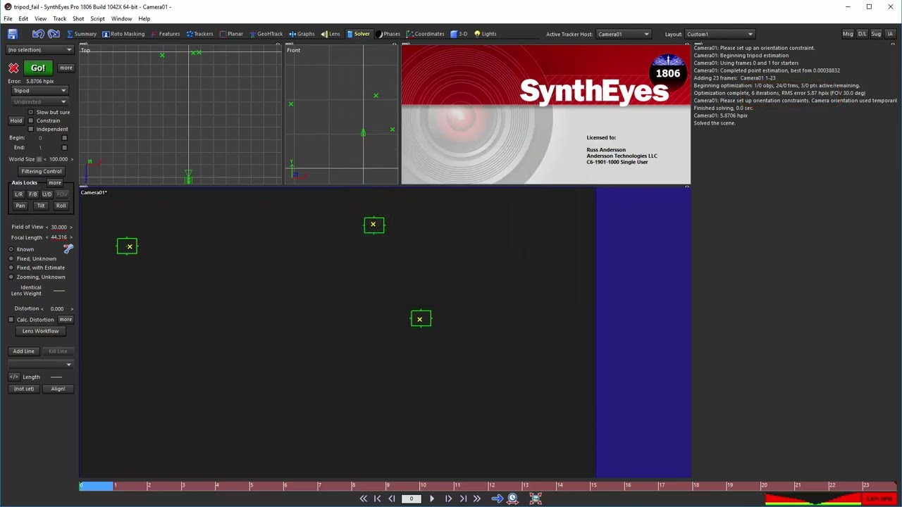 Troubleshooting Tripod Solves in SynthEyes