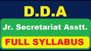 DDA Jr. Secretariat Assistant Full Syllabus | Subham Sen
