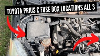 Toyota Prius C Fuse Box Locations (All 3 Shown)