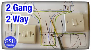 Wiring Diagram Using a 2 Gang Switch Converting it to 2 Way Switching Using 3 Plate Wiring Method