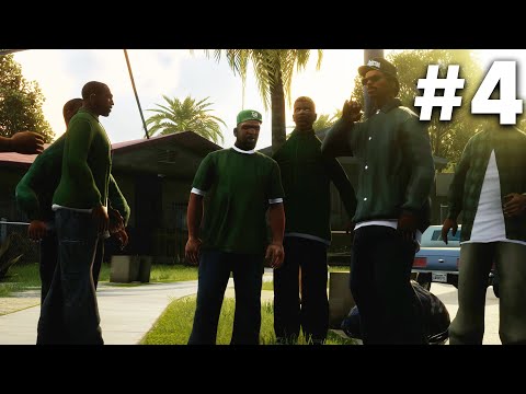 GTA San Andreas Definitive Edition Gameplay Walkthrough Part 4 - BALLAS ATTACK GROVE STREET