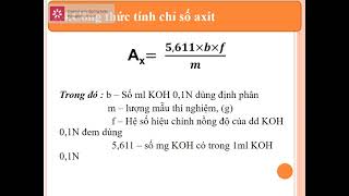 PHÂN TÍCH THỰC PHẨM: XÁC ĐỊNH HÀM LƯỢNG CHẤT BÉO VÀ CÁC CHỈ SỐ TRONG CHẤT BÉO