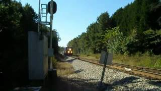 preview picture of video 'CSX #759 and #7873 lead Abbeville Sub Stack Train through Bogart, GA'