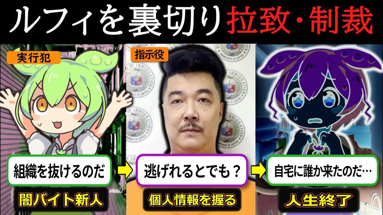【ルフィ事件】闇バイターを地獄に落とす「ルフィ」の狡猾な手口16選【ずんだもん&ゆっくり解説】報酬0円なのに闇バイト退職できない？特殊詐欺集団を操る「指示役」の末路