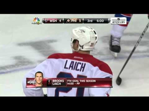 Brooks Laich tip in PPG 5-4 Washington Capitals vs Philadelphia Flyers  3/5/14 NHL Hockey.