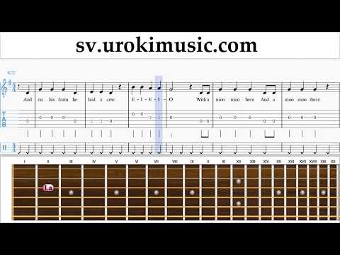 Lär Dig Spela Gitarr Old MacDonald - Had a Farm Tabs Nybörjare Del 2 um-b492