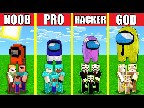 Minecraft Battle: AMONG US HOUSE BUILD CHALLENGE - NOOB vs PRO vs HACKER vs GOD / Animation IMPOSTOR
