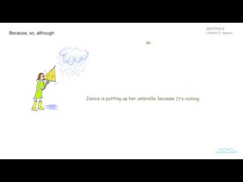學英語--句子。連接詞3 (因為，所以，雖然) (Learn English - Sentences: Linkers 3 (because, so, although))
