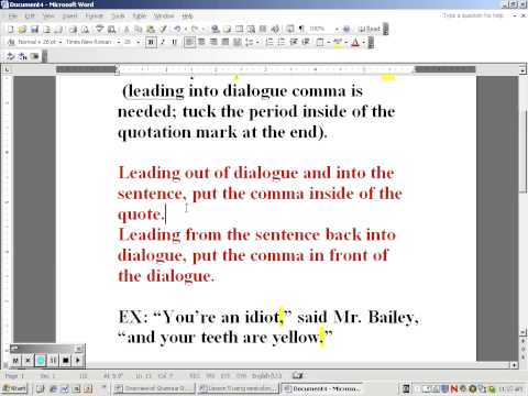 Lesson 8A commas, dialogue, and quotes