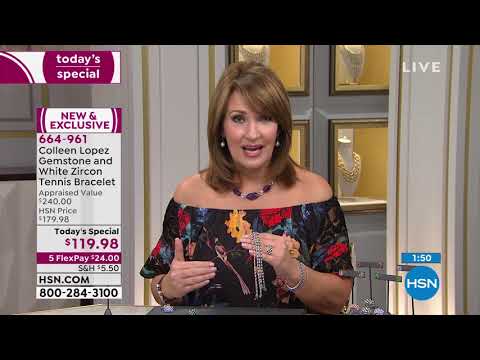 Colleen Lopez Gemstone and White Zircon Tennis Bracelet