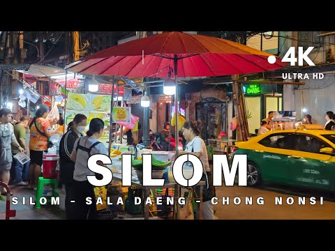 [4K UHD] Walking around Bustling Silom Area in Bangkok, Thailand