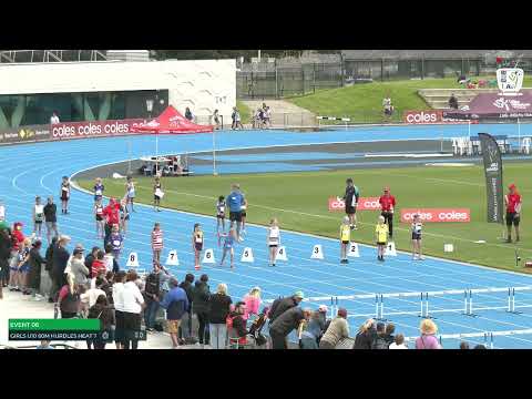 U10 Girls 60m Hurdles Heat 7: 2022-23 State Combined Events Championships - Saturday