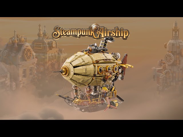 Vídeo relacionado con PANTASY Maqueta de dirigible steampunk para adultos, zepelín de dos capas con engranajes, juego de bloques de bricolaje, juguete retro de ciencia ficción