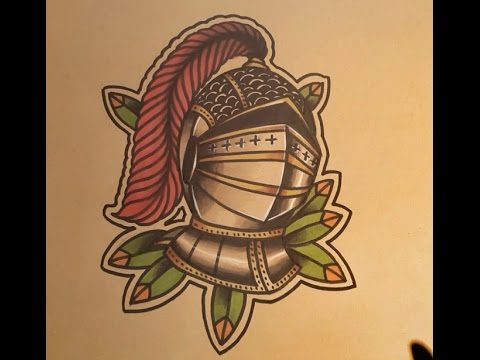 How to Draw a Knights Helmet Tattoo Style by...