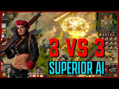 Red Alert 3 | Skirmish 3v3 (BRUTAL AI) - Moskvin, Oleg, Sayuki, Fuda & Random | Command & Conquer