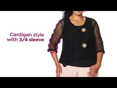 Nina Leonard Coconut Button Bolero with Tank