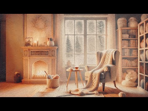 Knitting on a Winter Day 🧶 Cozy Playlist by the Fireplace