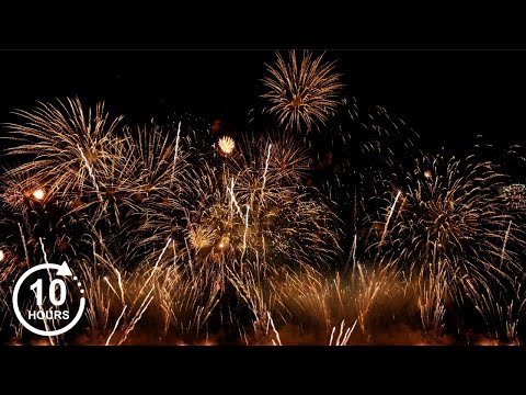 10 HOUR FIREWORKS SOUNDS - VIDEO & AUDIO - BEAUTIFULL SHOW - FOR CATS AND DOGS