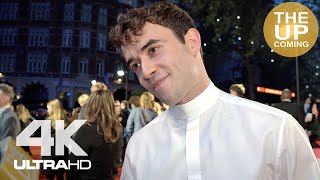 Jamie Blackley on Greed, fashion industry work exploitation, style at London Film Festival premiere video