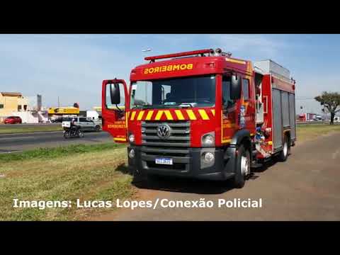 Camioneta fica parcialmente destruída pelo fogo na BR-369 em Cambé