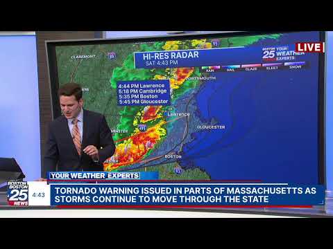 Tornado warning issued in parts of Massachusetts as storms continue to move through the state