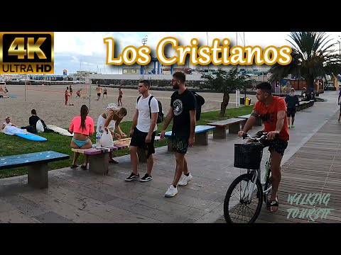TENERIFE | Playa de los Cristianos & Av. los Playeros ⛱️ Saturday 13/11/2021 🏐 | Walking Tour [4K]