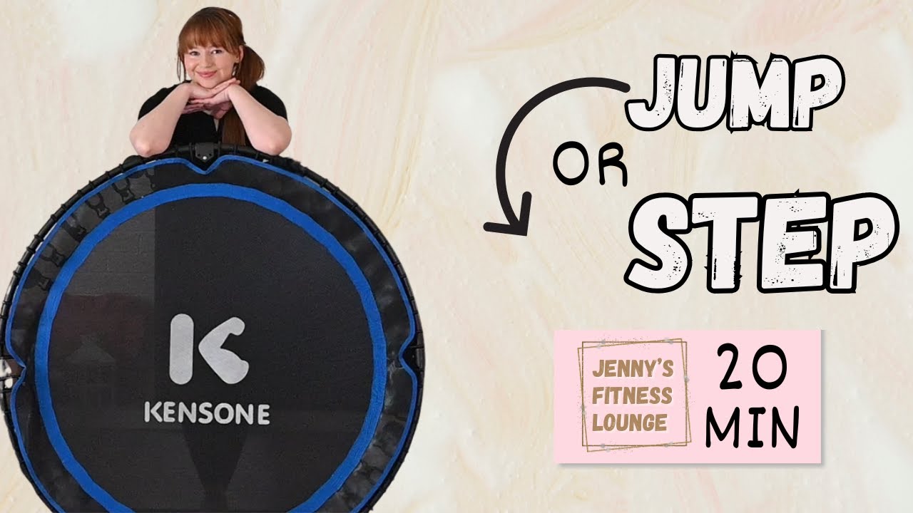 20 MIN MINI TRAMPOLINE WORKOUT - step or jump // Rebounder Steps