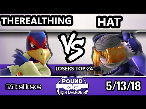 Pound Underground - TheRealThing (Falco) Vs. hat (Sheik, Marth) - Smash Melee Losers Top 24