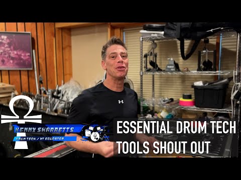 YouTube thumbnail for Kenny Sharretts' Essential Drum Tech Tools Shoutout video featuring the DRFRIEDELS Multi-Tool
