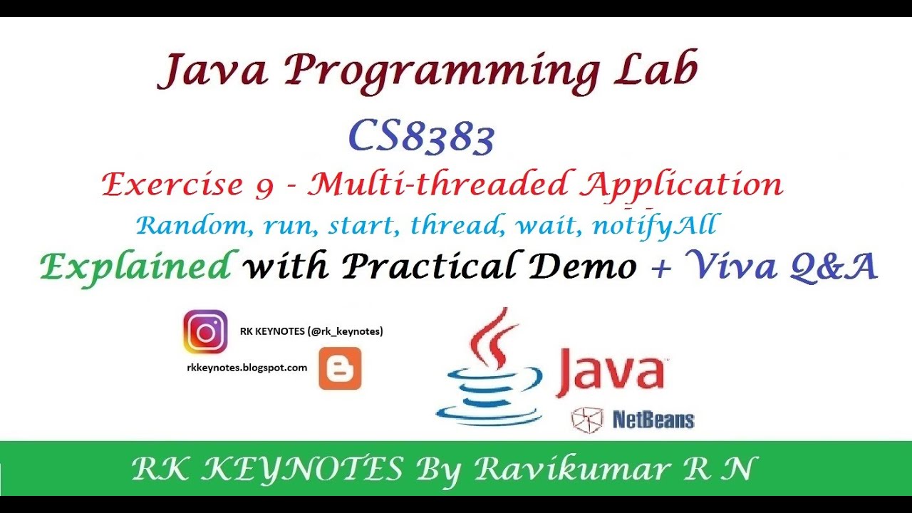 #11 (Java Lab Ex 9) Multi-threaded Application | CS8383 | Viva Q&A | NetBeans IDE | RK KEYNOTES | RK