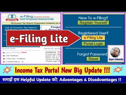 Income Tax Portal New Big Update!! E-FILING LITE: Launched for EASY ITR Filing !! समझें हिंदी में !
