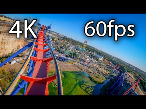 Back row point of view footage of Superman Krypton Coaster