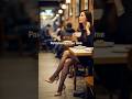 Nylons Girl At Coffee Shop Sheer Black Pantyhose Stockings Tights Legs High Heels Pumps