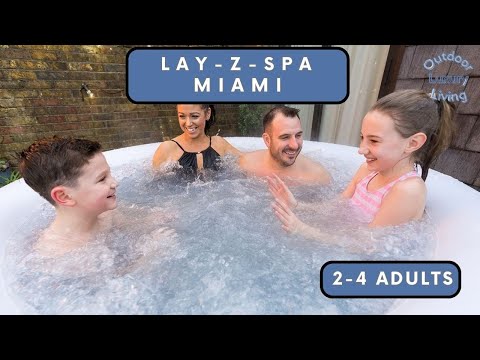 Lay-Z-Spa Miami AirJet | 4 Person Inflatable Hot Tub | Outdoor Luxury Living
