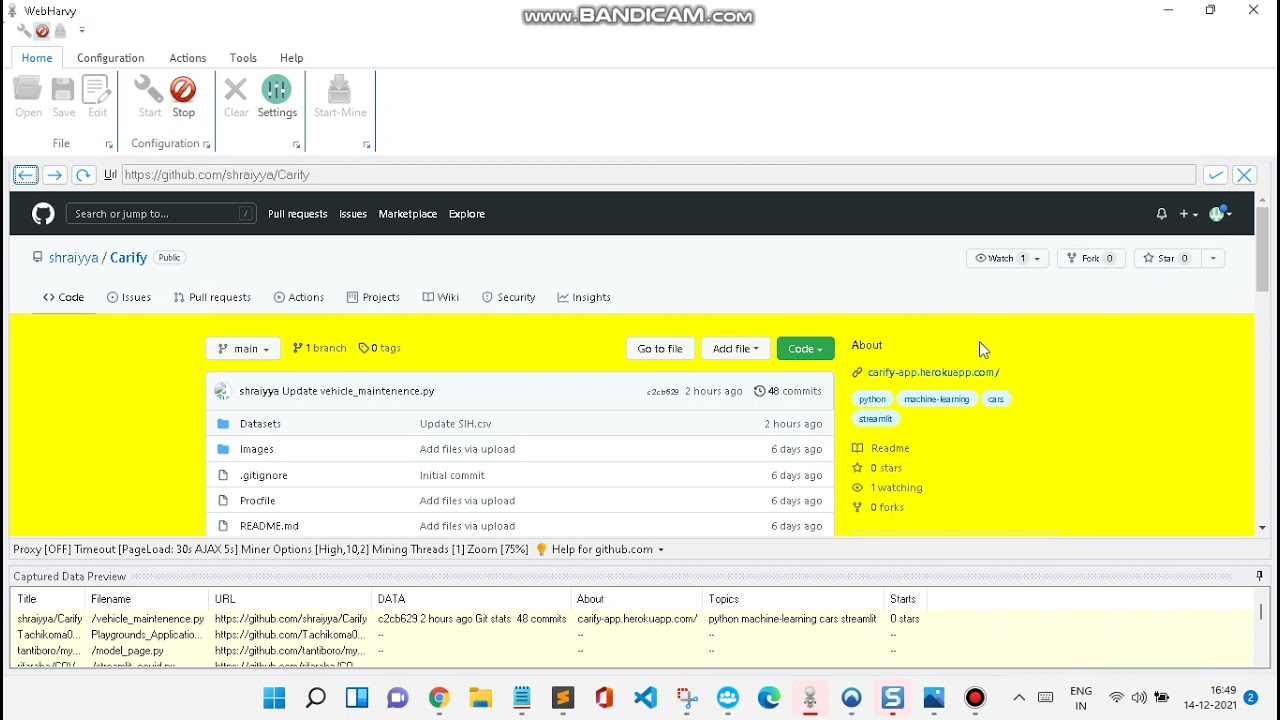 Scraping GitHub repository details from search | WebHarvy | GitHub.com