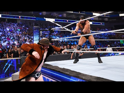 Drew McIntyre uses Angela to slice through the ring ropes