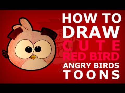 How to draw Angry Birds Toons episode 5  cute small Red bird drawing lesson