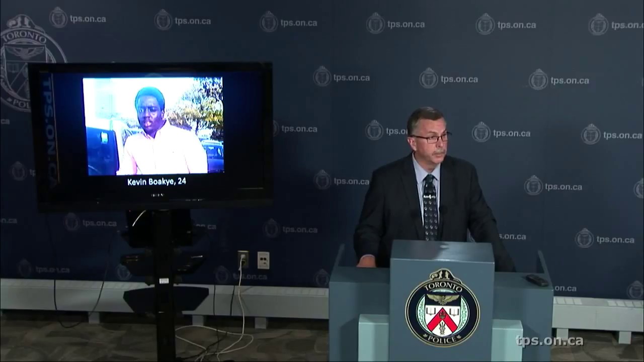 Detective Sergeant Gary Giroux updates the media on the shooting murder of Kevin Boakye, 24